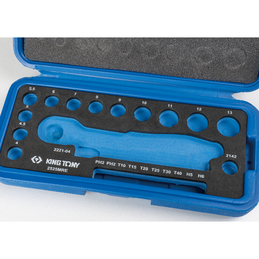 KING TONY Profi-Werkzeuge - Umschaltratsche und 1/4" Bit - 25 tlg. 2525MRE