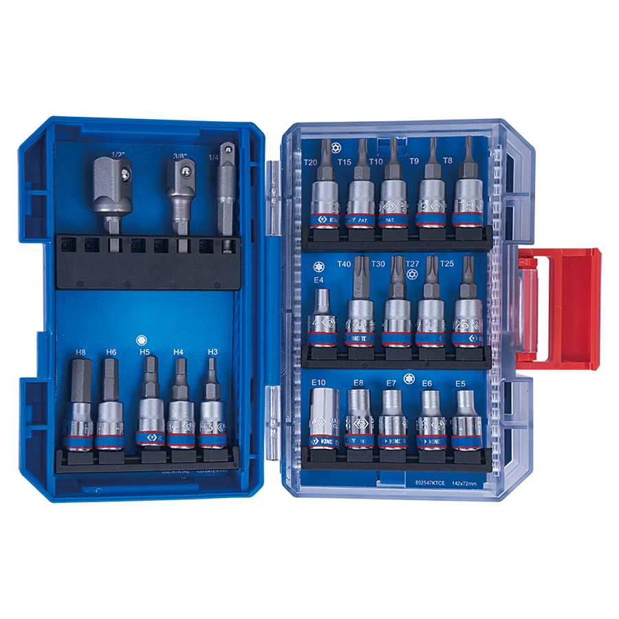 KING TONY Profi-Werkzeuge - 1/4" Steckschlüssel-Set - 47 tlg. extra kompakt 2547MREB