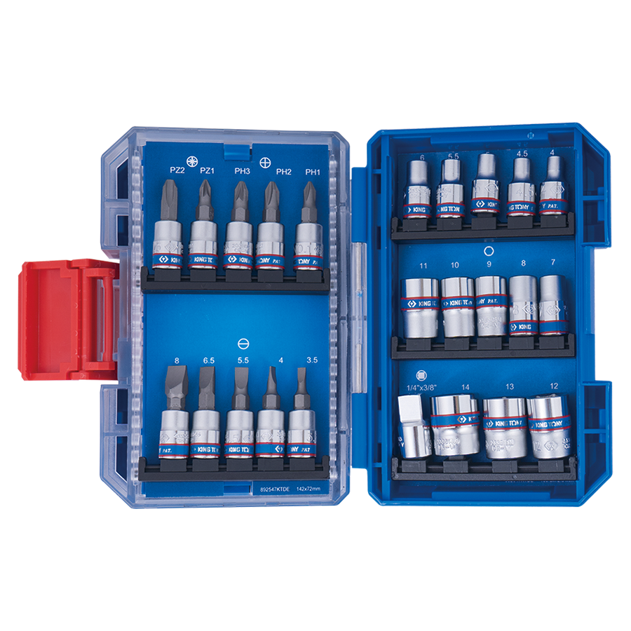 KING TONY Profi-Werkzeuge - 1/4" Steckschlüssel-Set - 47 tlg. extra kompakt 2547MREB