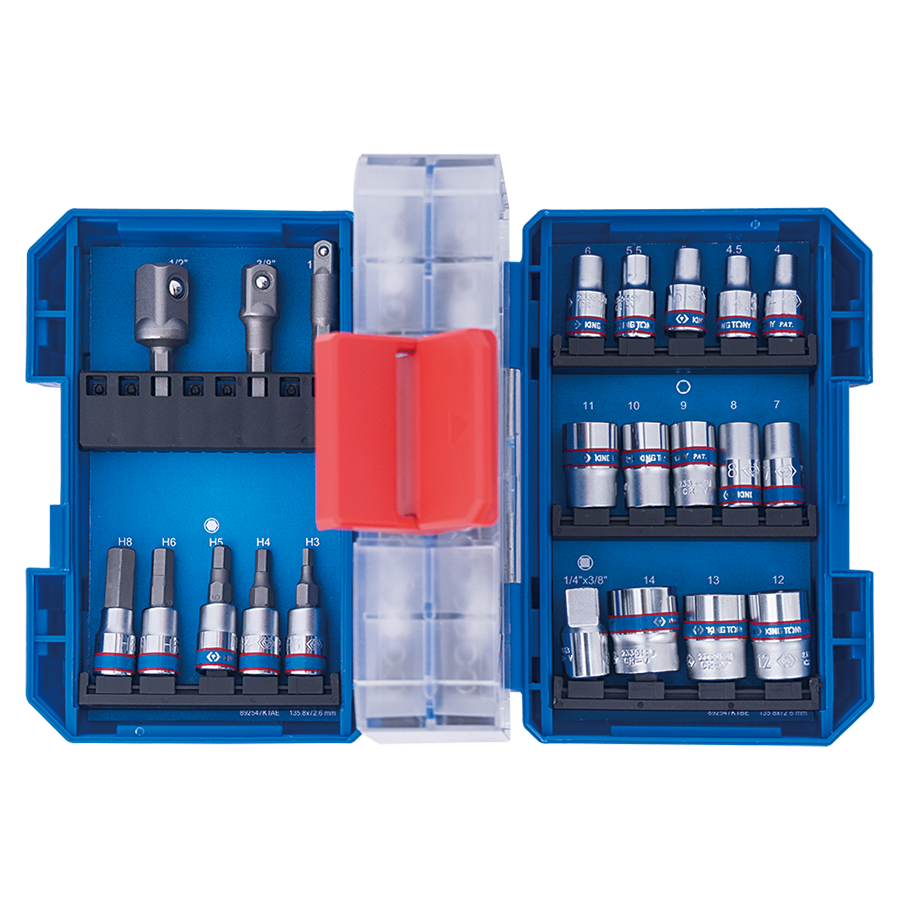 KING TONY Profi-Werkzeuge - 1/4" Steckschlüssel-Set - 47 tlg. extra kompakt 2547MREB