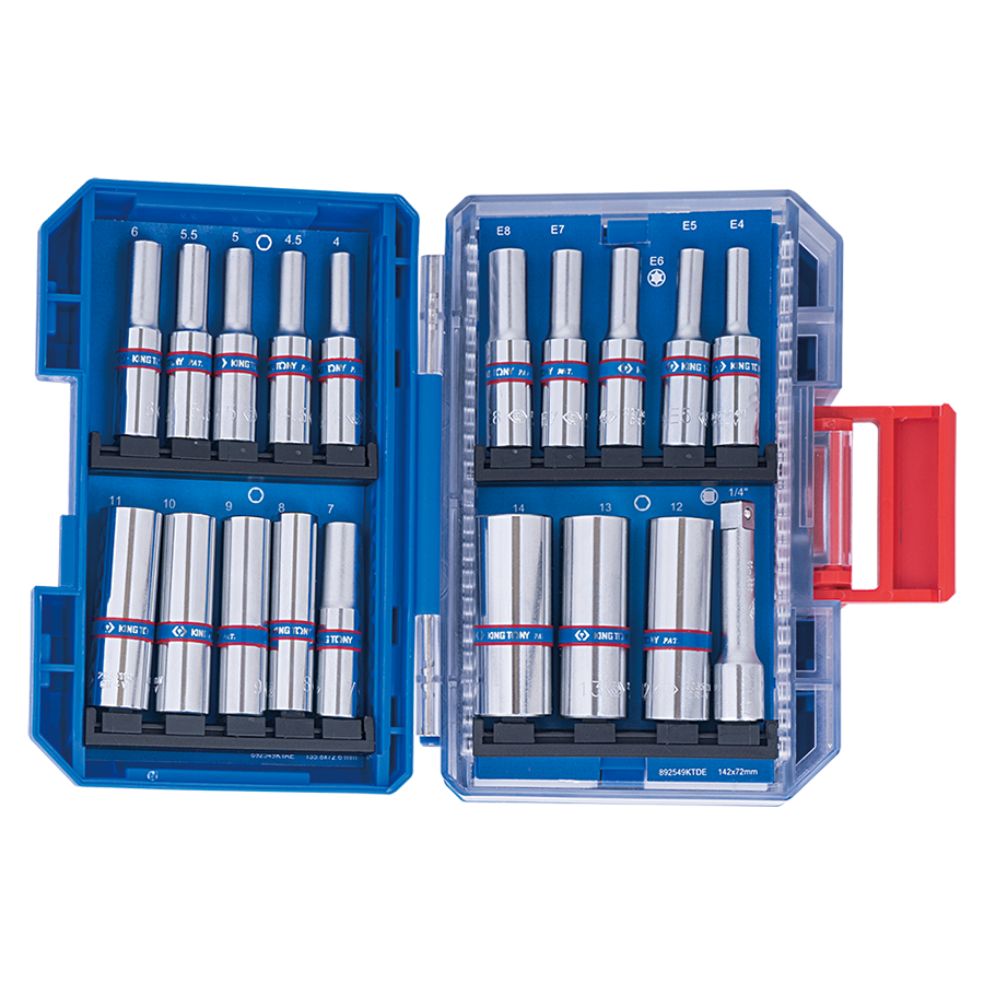 KING TONY Profi-Werkzeuge - 1/4" Steckschlüssel-Set - 48 tlg. extra kompakt 2549MREB
