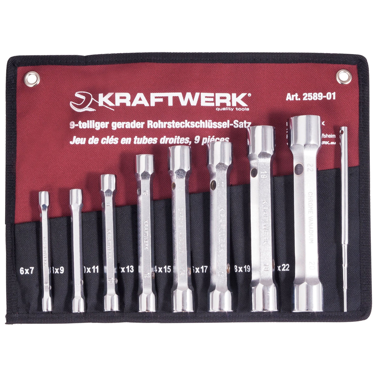 Kraftwerk Doppelsteckschlüsselsatz mit Stift, 6 - 22 mm, 9-tlg