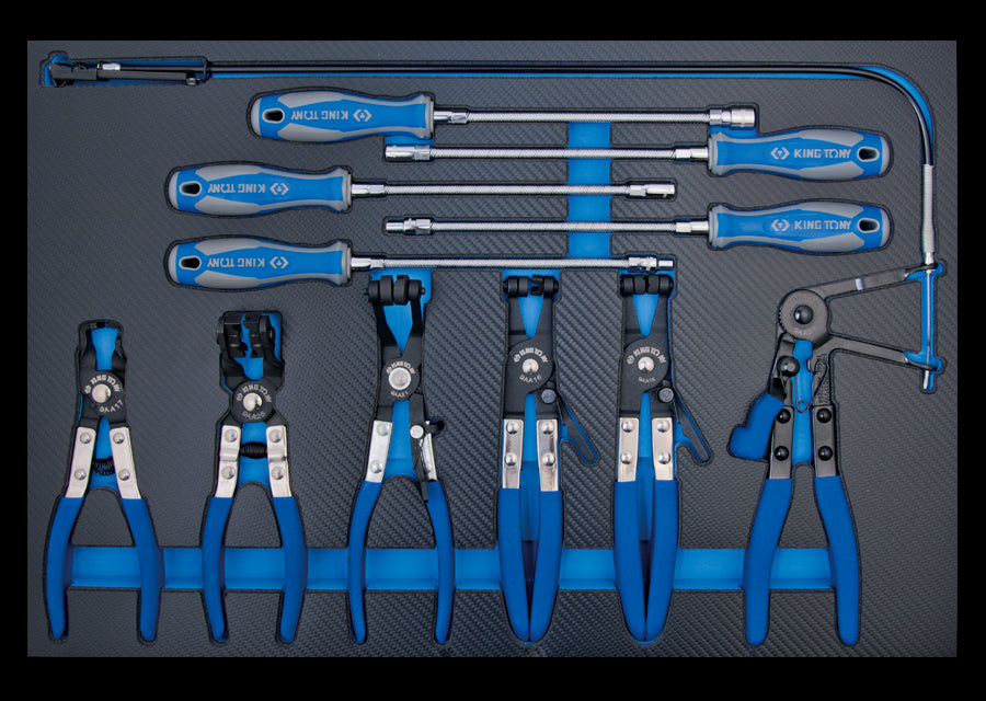 KING TONY Profi-Werkzeuge - Schlauchklemmenzangen und Schraubendreherset - 11 tlg. 99AA01E