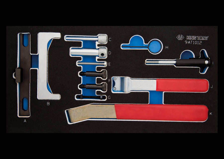 KING TONY Profi-Werkzeuge - Steuerzeiten-Einstell-Set für Benzin- und Dieselmotoren VW GRUPPE 9AT1012