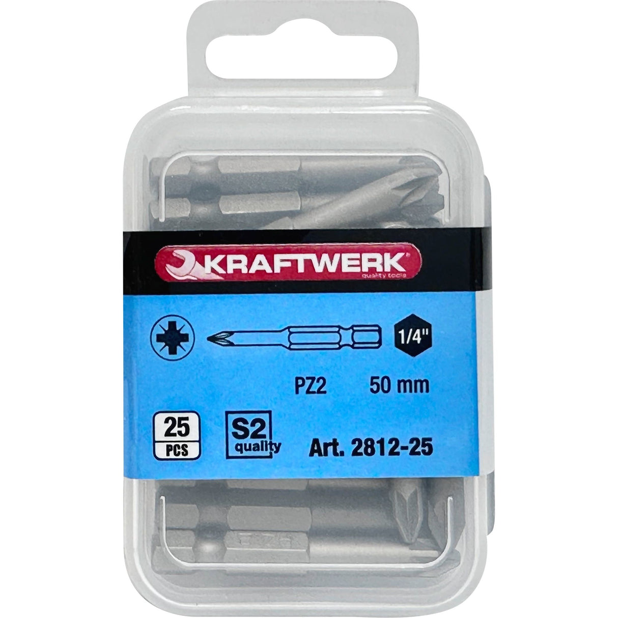 Kraftwerk 1/4" Schraubendreher-Bit Pozidriv PZ2, 50 mm lang, 25 Stk