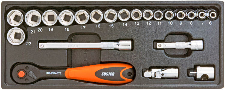 3/8" Steckschlüsselsatz, 22-teilig, S-Modul