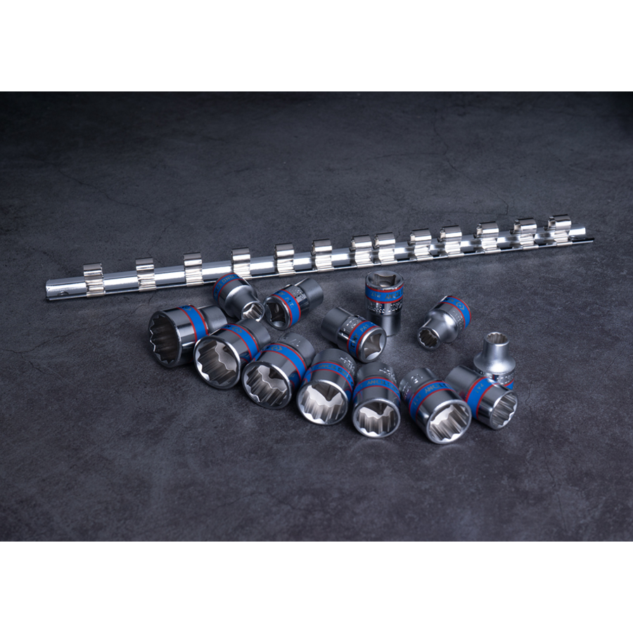 KING TONY Profi-Werkzeuge - 3/8" Steckschlüssel-Set, metrisch, Steckleiste - 13 tlg. 3013MR