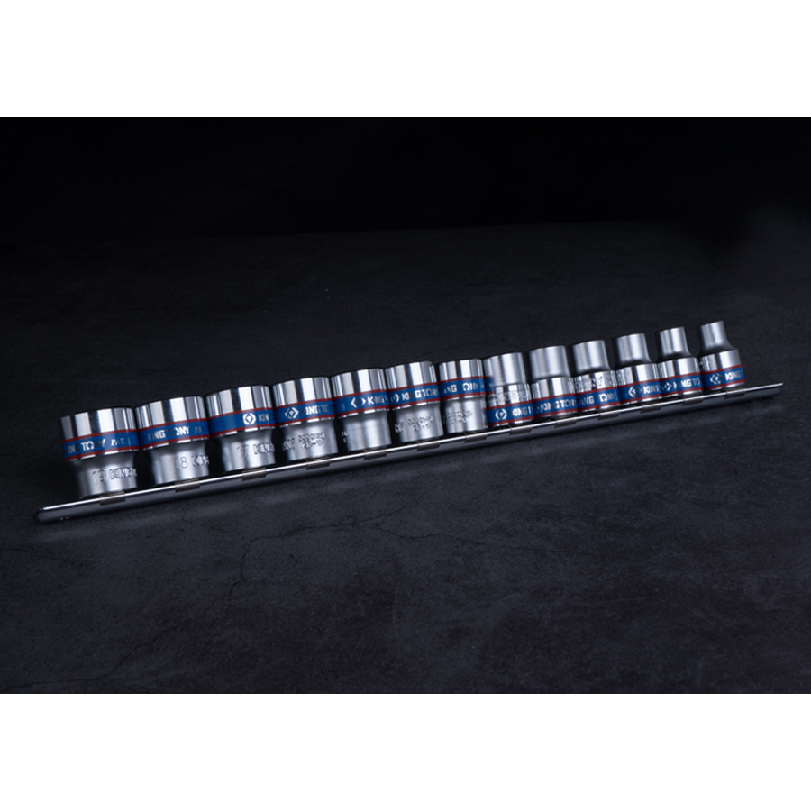 KING TONY Profi-Werkzeuge - 3/8" Steckschlüssel-Set, metrisch, Steckleiste - 13 tlg. 3013MR