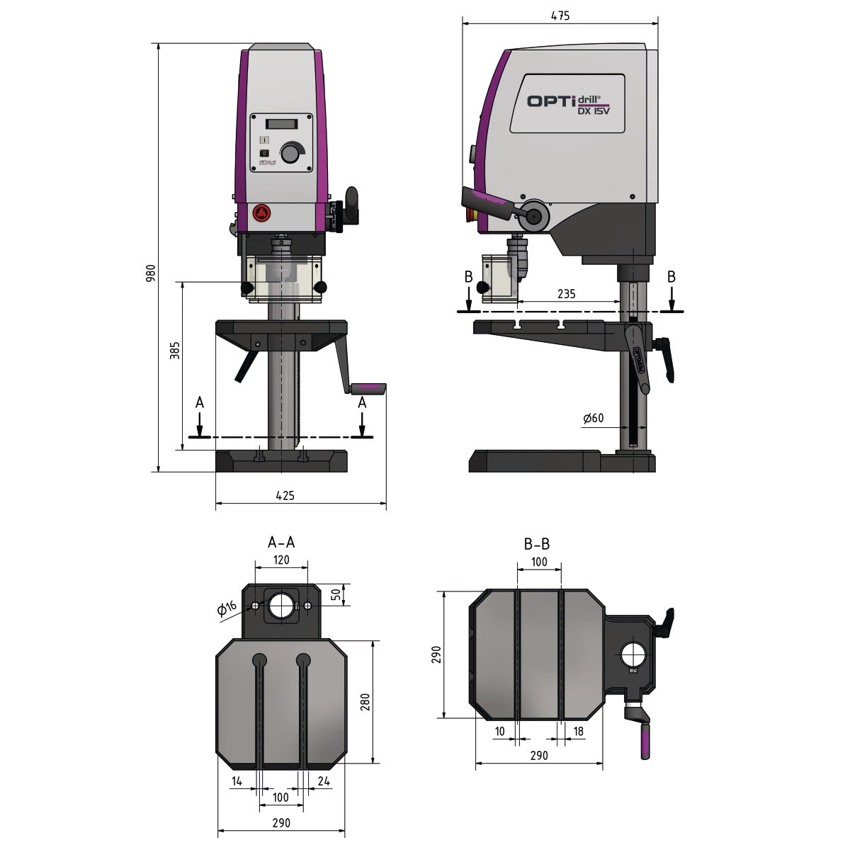 Optimum Tischbohrmaschine OPTIdrill DX 15V - SM-3020155
