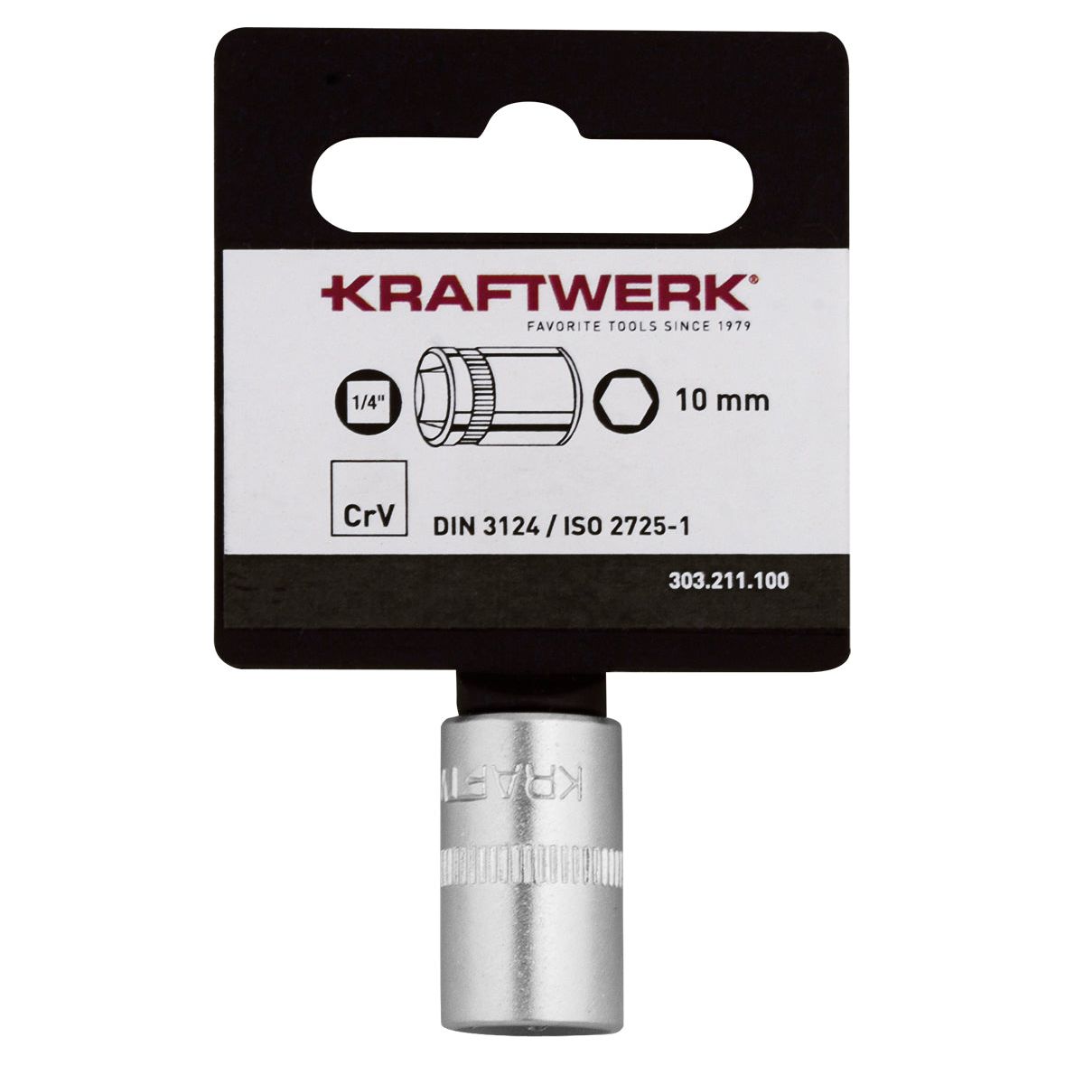 KRAFTWERK BASIC LINE 10 mm 1/4" Steckschlüsseleinsatz Aussen Sechskant, mit Aufhänger, - KW-303.211.100