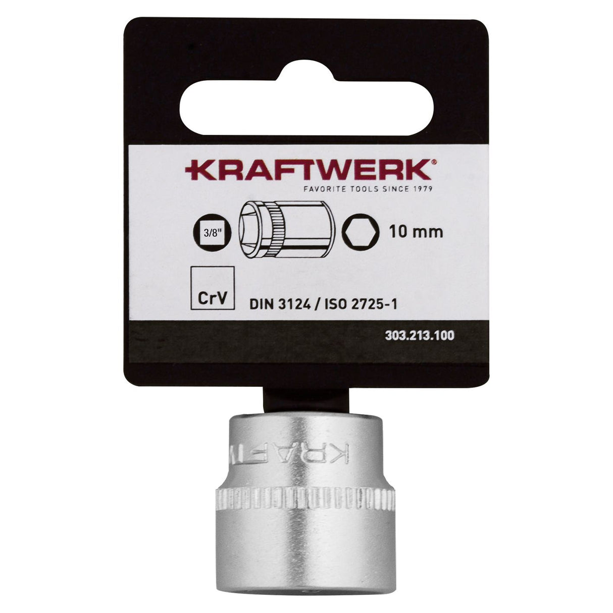 KRAFTWERK BASIC LINE 10 mm 3/8" Steckschlüsseleinsatz Aussen Sechskant, mit Aufhänger, - KW-303.213.100