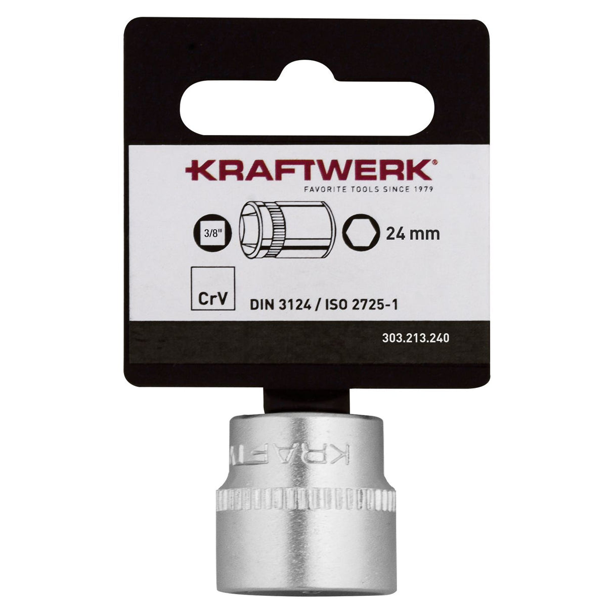 KRAFTWERK BASIC LINE 24 mm 3/8" Steckschlüsseleinsatz Aussen Sechskant, mit Aufhänger, - KW-303.213.240
