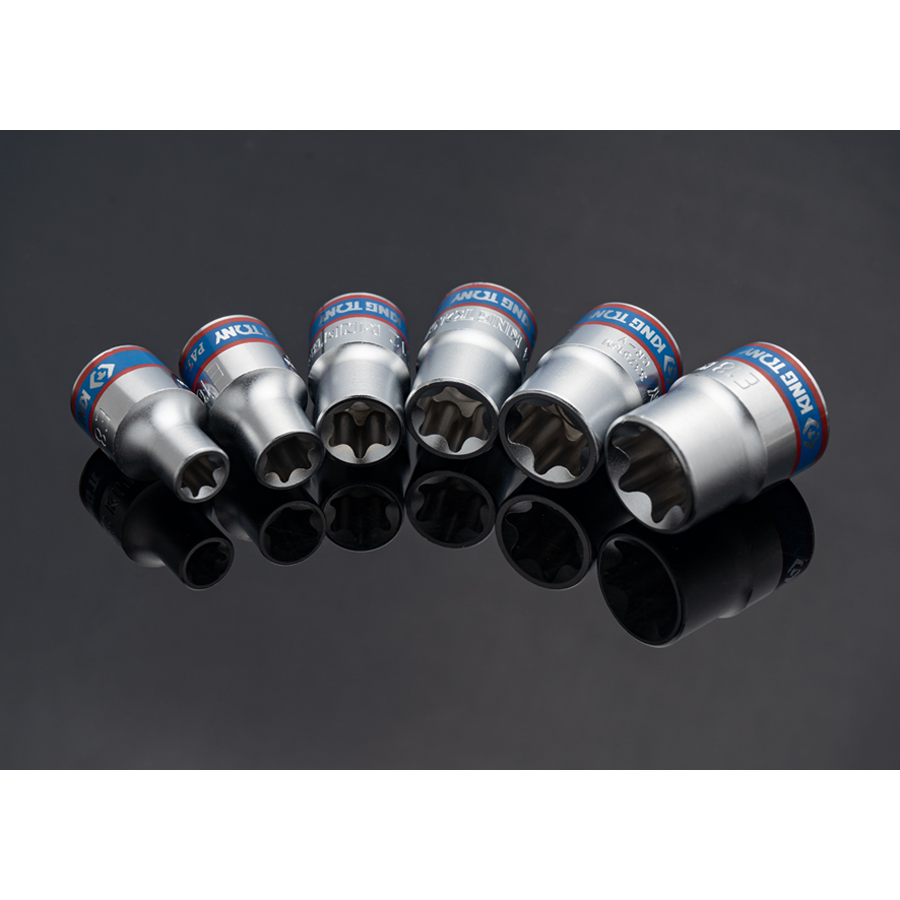 KING TONY Profi-Werkzeuge - 3/8" TORX® Steckschlüssel-Set, Steckleiste - 6 tlg. 3106PR