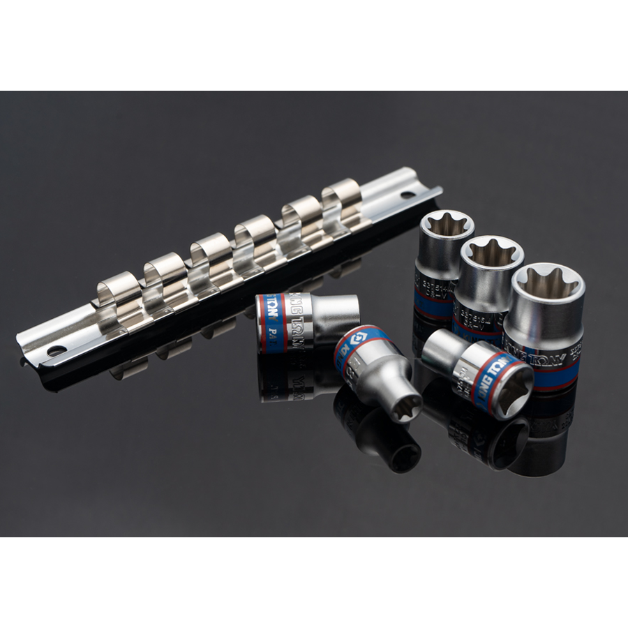 KING TONY Profi-Werkzeuge - 3/8" TORX® Steckschlüssel-Set, Steckleiste - 6 tlg. 3106PR