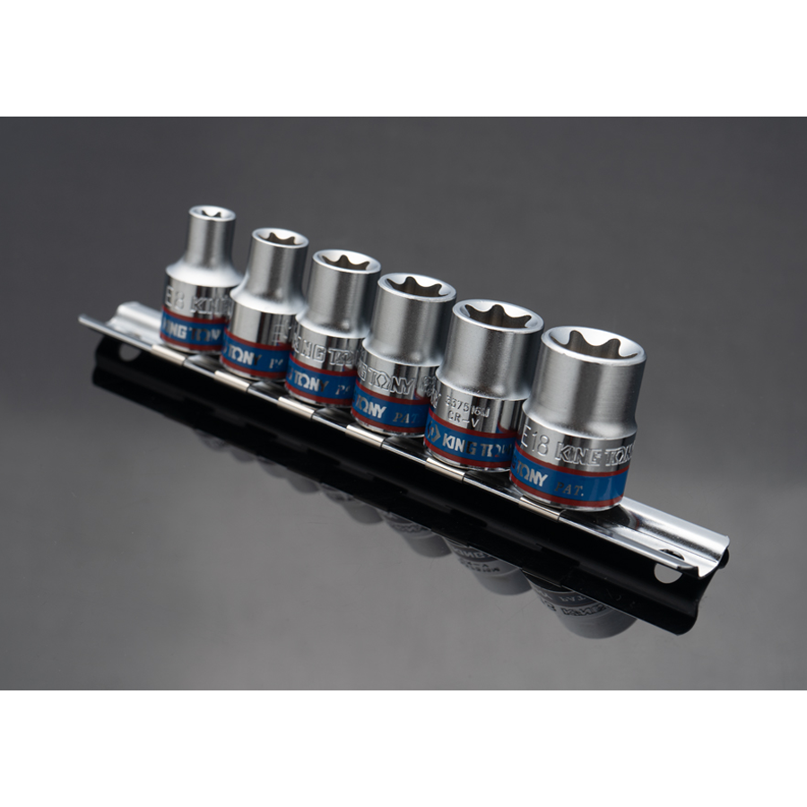 KING TONY Profi-Werkzeuge - 3/8" TORX® Steckschlüssel-Set, Steckleiste - 6 tlg. 3106PR