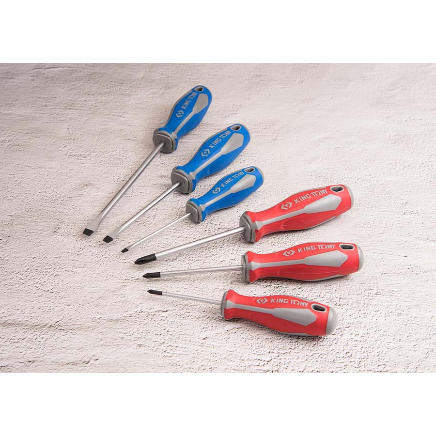 KING TONY Profi-Werkzeuge - Schraubendreher-Set für Schlitz- und Kreuzschlitzschrauben - 6 tlg. 31116MR