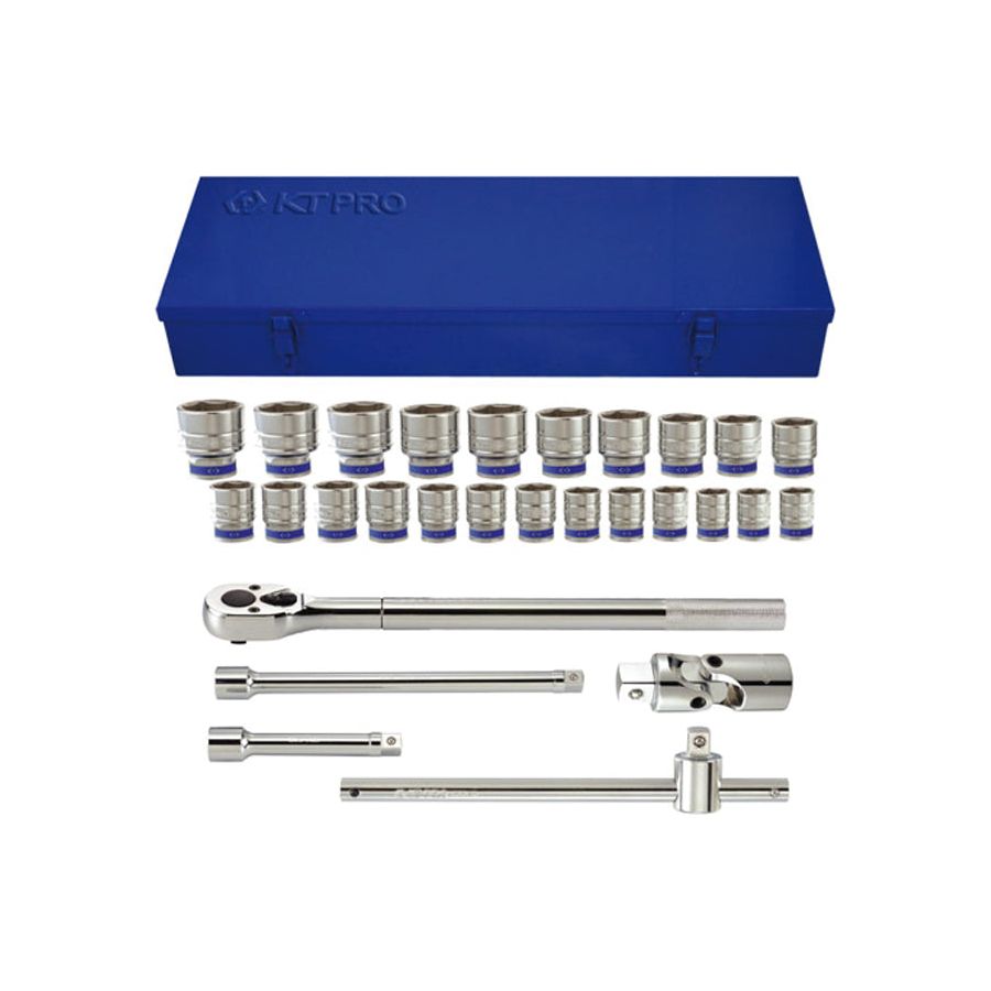 KING TONY Profi-Werkzeuge - 3/4" Steckschlüssel-Set, metrisch, mit Zubehör - 28 tlg. A6502MR