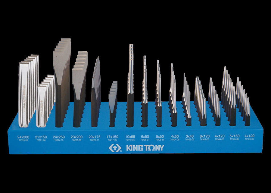 KING TONY Profi-Werkzeuge - Splintertreiber- und Meißel-Set für Verkaufsständer - 90 tlg. 1091PR