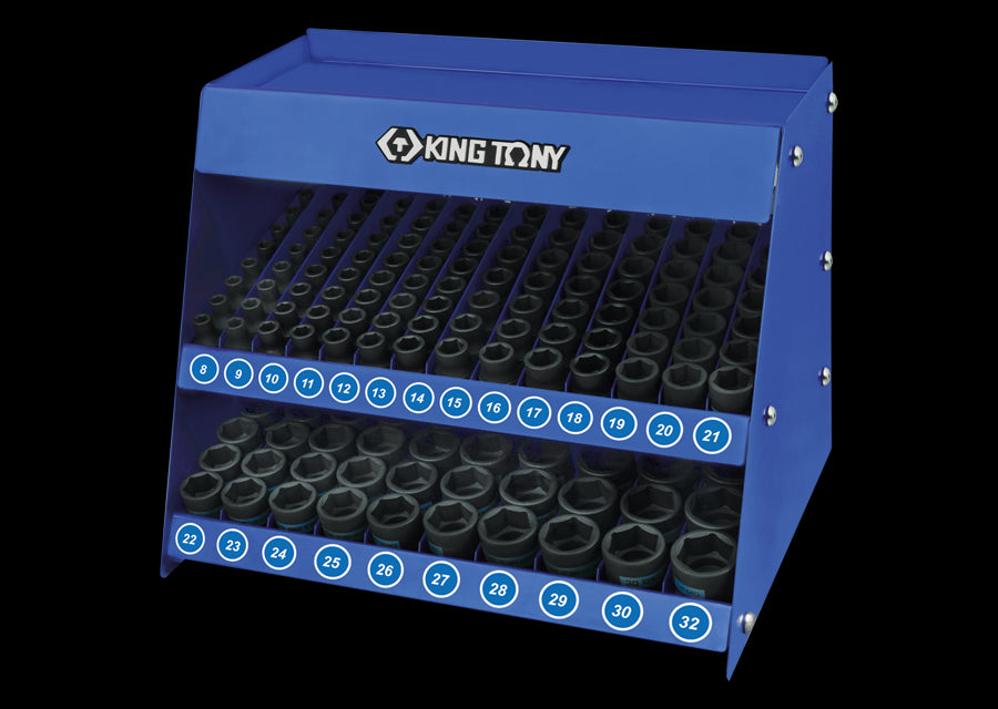 KING TONY Profi-Werkzeuge - 1/2" Verkaufsdisplay Kraftsteckschlüssel, metrisch - 158 tlg. 4472MP