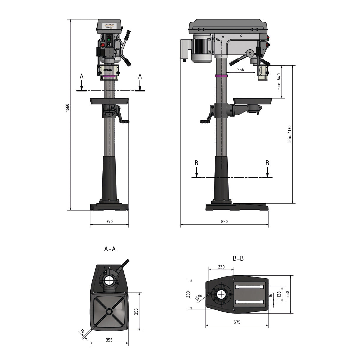 Optimum Säulenbohrmaschine OPTIdrill DQ 32 Aktions-Set inkl. Schraubstock - SM-3191049SET