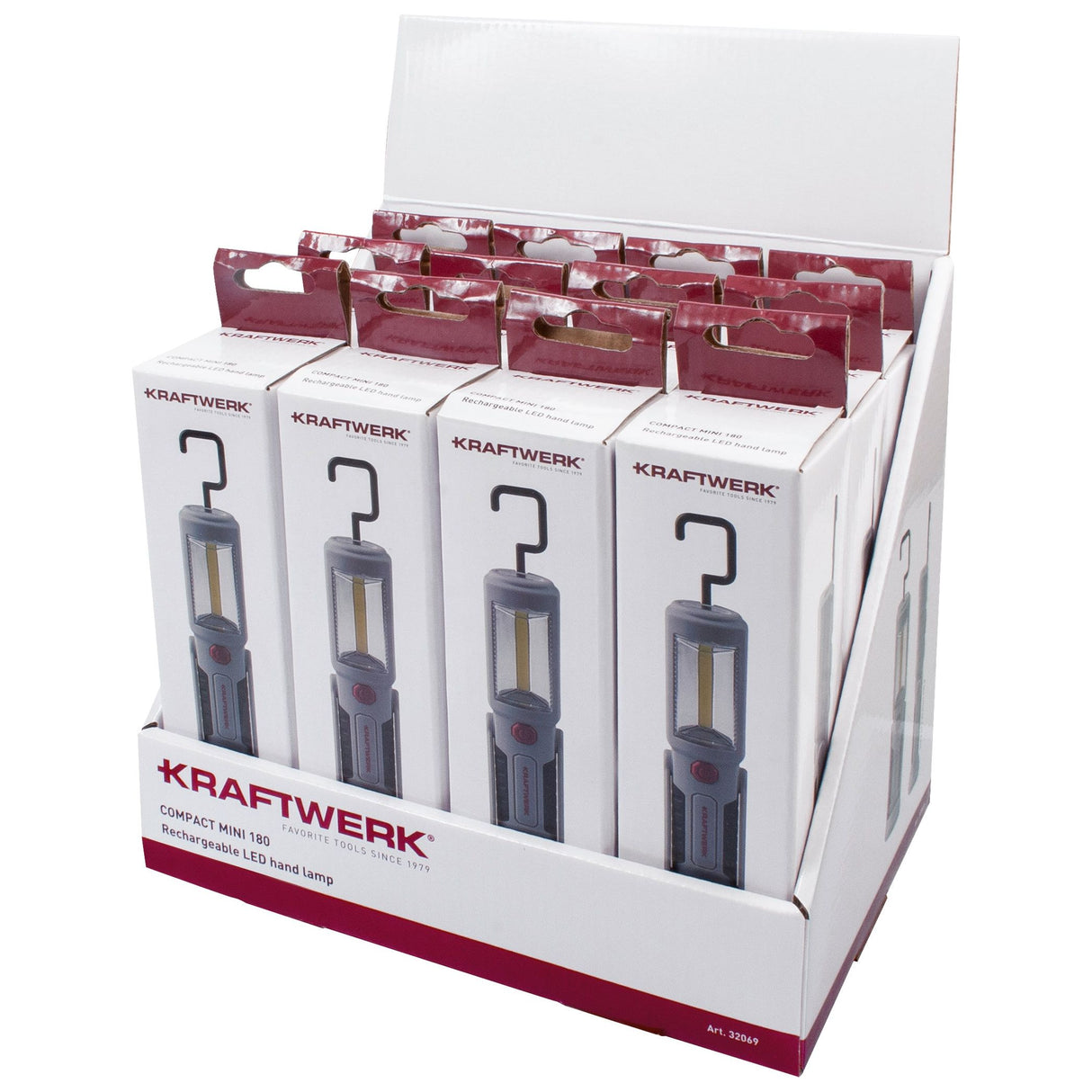 Kraftwerk COB-LED COMPACT MINI 180 Handlampe, Verkaufsdisplay mit 12 Stk