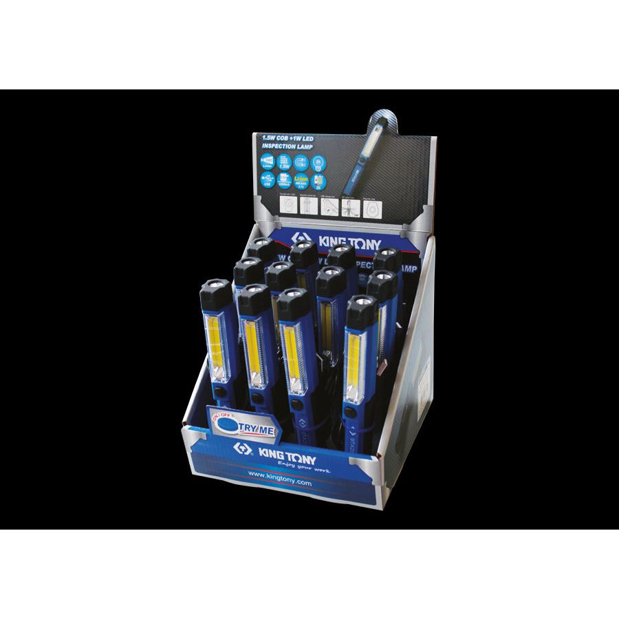 KING TONY Profi-Werkzeuge - Verkaufsdisplay LED-Inspektionslampen 9TA28A - 12 tlg. 9TA28AS