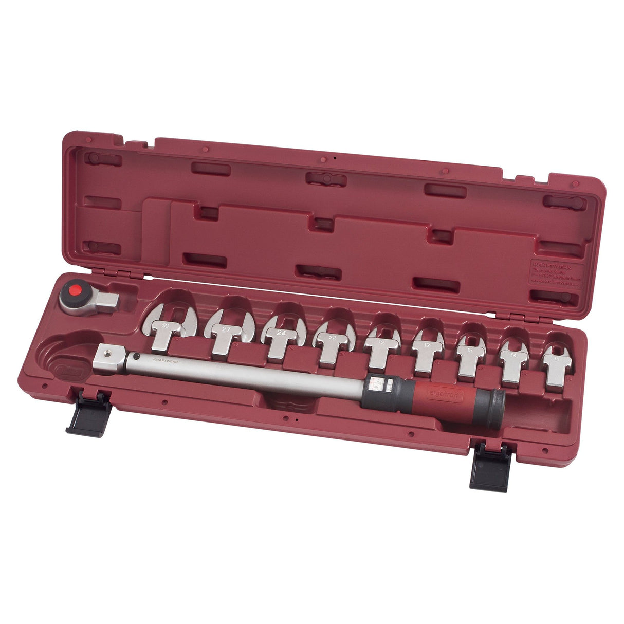 Kraftwerk PRO LINE 1/2" Drehmomentschlüssel mit Einsteck-Maulschlüssel Set, 40 - 200 Nm, 72 Zahn, 11-tlg