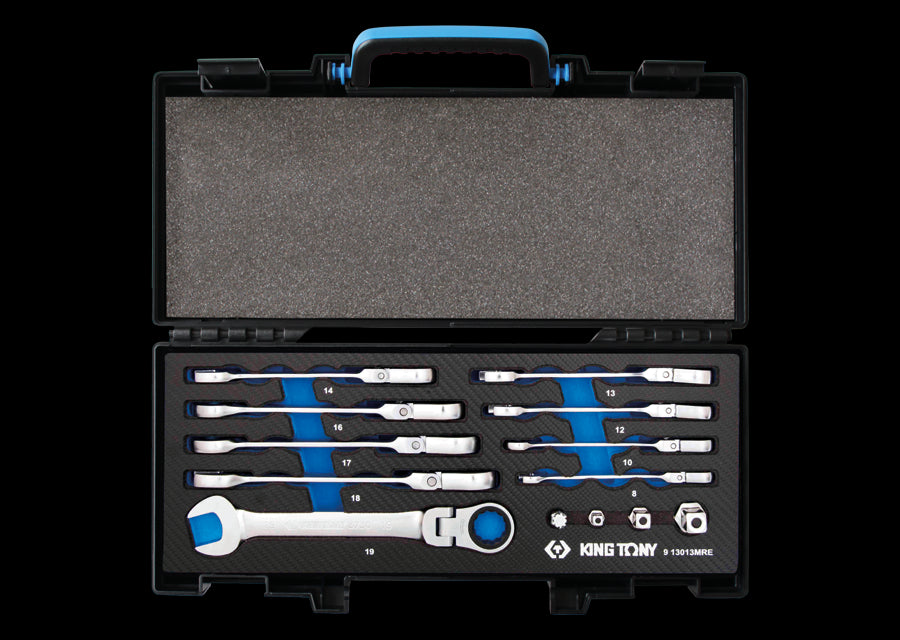 KING TONY Profi-Werkzeuge - Ratschen-Ring-Maulschlüssel-Set, EVAWAVE - 13tlg. 13013MRE