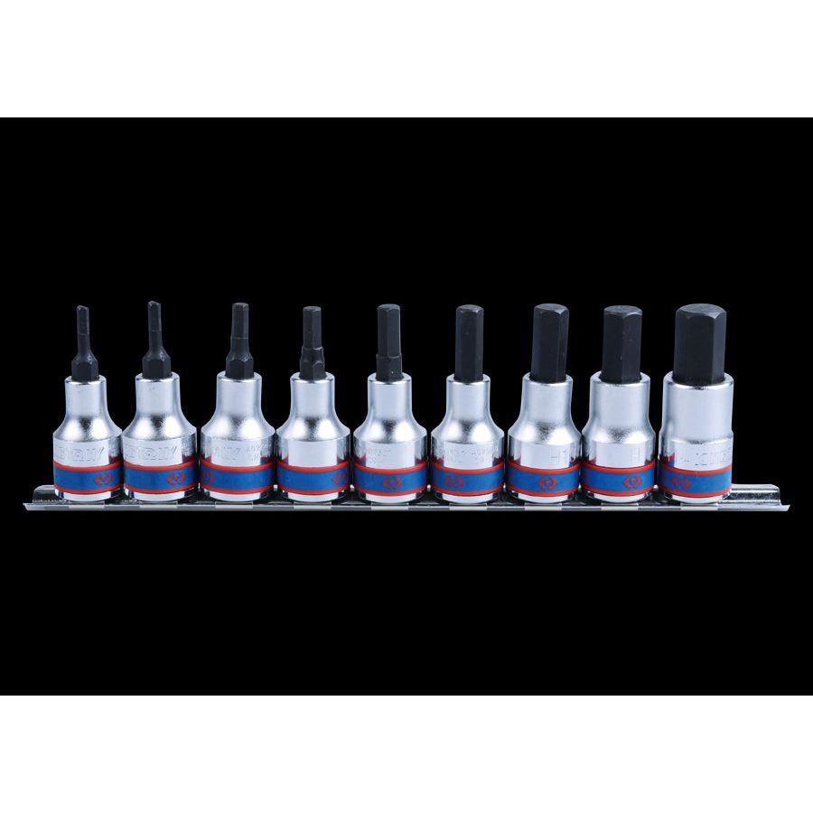 KING TONY Profi-Werkzeuge - 1/2" 6-Kant Steckschlüssel-Set - 9 tlg. 4110PR10