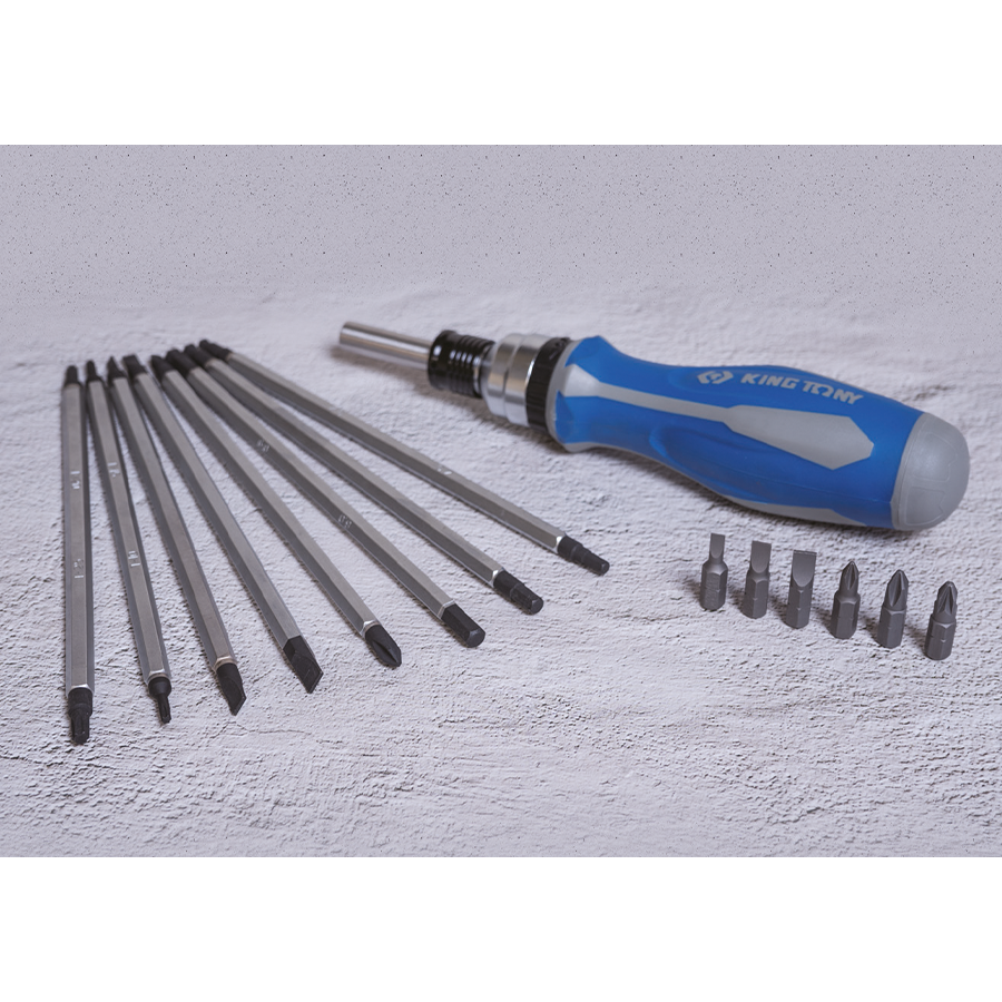 KING TONY Profi-Werkzeuge - Schraubendreher-Set mit umkehrbaren Klingen - 16 tlg. P32526MRN