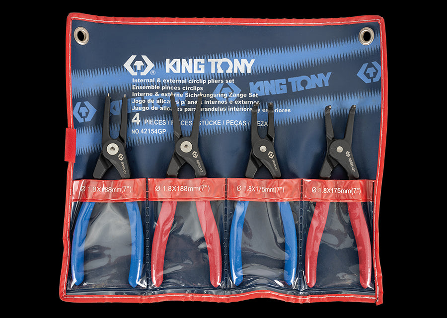 KING TONY Profi-Werkzeuge - Sprengringzangen-Set mit konischen Spitzen - 4 tlg. 42154GP