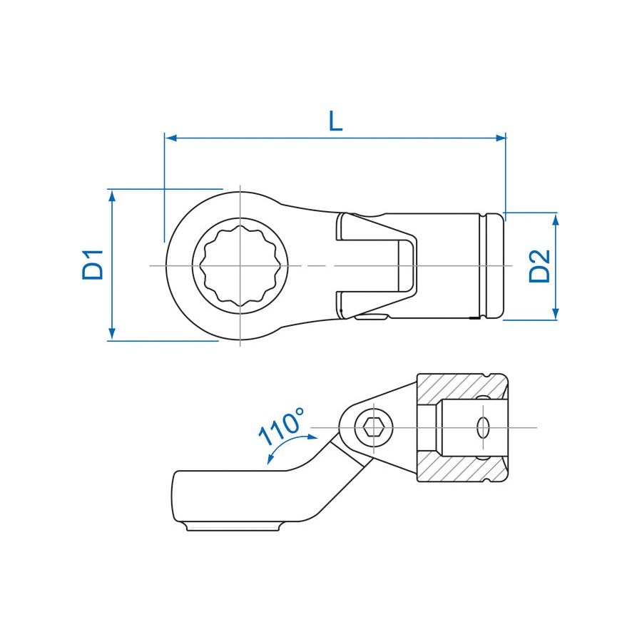 KING TONY Profi-Werkzeuge - CROWFOOT Gelenk-Steckschlüsseleinsatz, metrisch - 14 mm 335014M