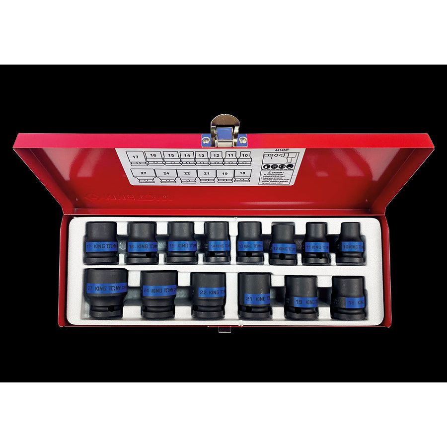 KING TONY Profi-Werkzeuge - 1/2" Kraft-Steckschlüssel-Set - 14 tlg. 4414MP