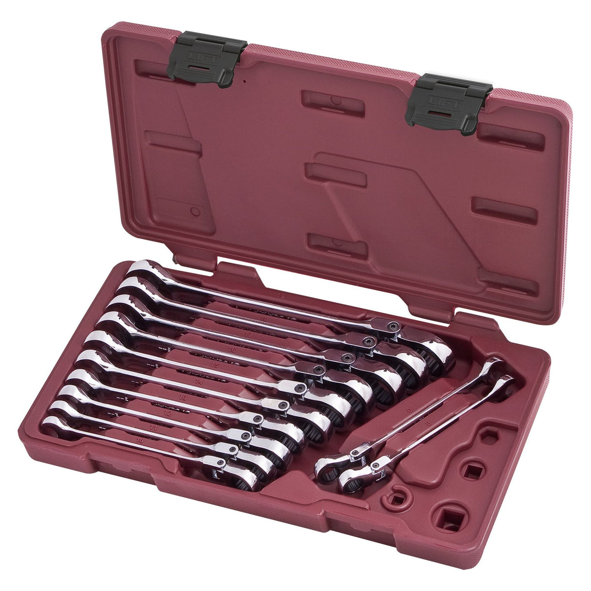 KRAFTWERK 19 mm FLEX CLICKRAFT Ratschen-Ringgabelschlüssel-Satz 3403-54 – 12-tlg. (8–19 mm), im Koffer - KW-3403-54