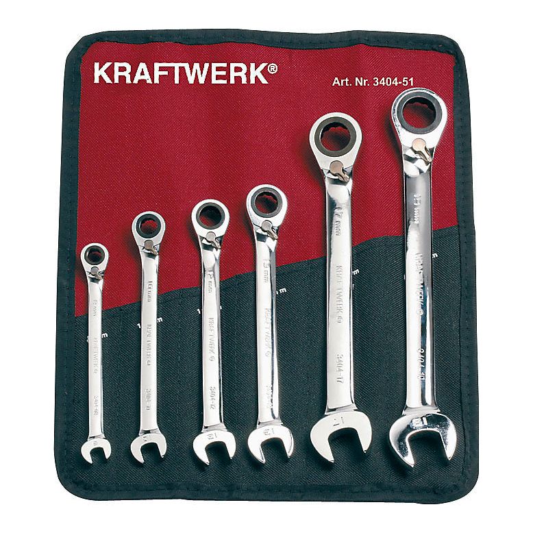 Kraftwerk PRO LINE CLICKRAFT Ringratschen-Maulschlüssel Set, umschaltbar, 8 - 19 mm, 6-tlg