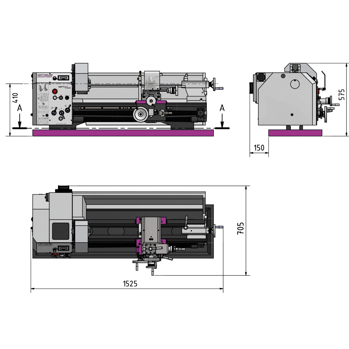 Optimum Leit- und Zugspindel-Drehmaschine OPTIturn TU 3008 - SM-3427200