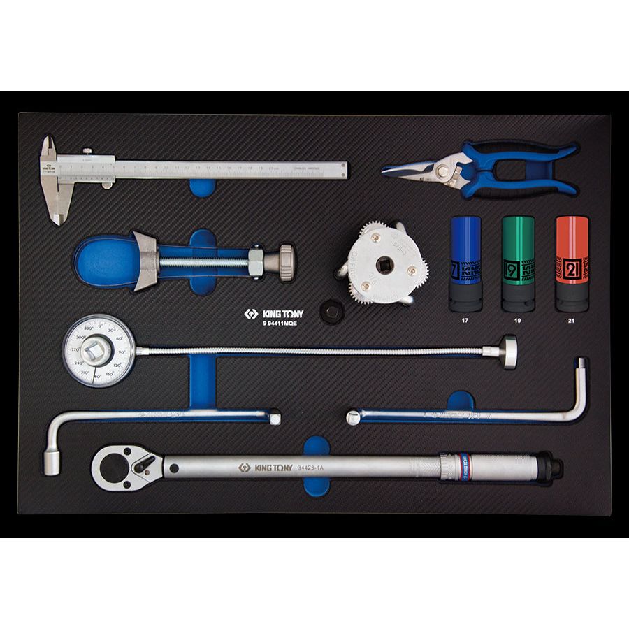 KING TONY Profi-Werkzeuge - Automobil-Werkzeug in EVAWAVE Schaumstoff-Einlage 11tlg. 994411MQEU