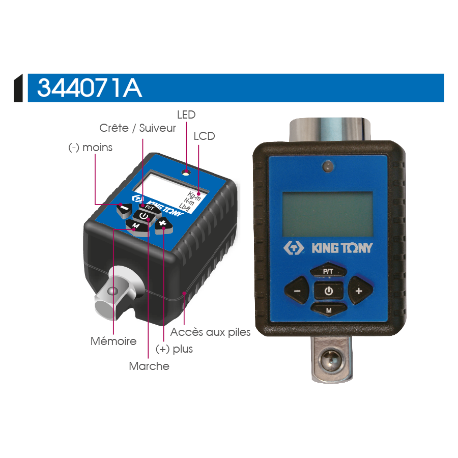 KING TONY Profi-Werkzeuge - Elektronischer Drehmoment-Adapter 3/4" 1/2" 344071A