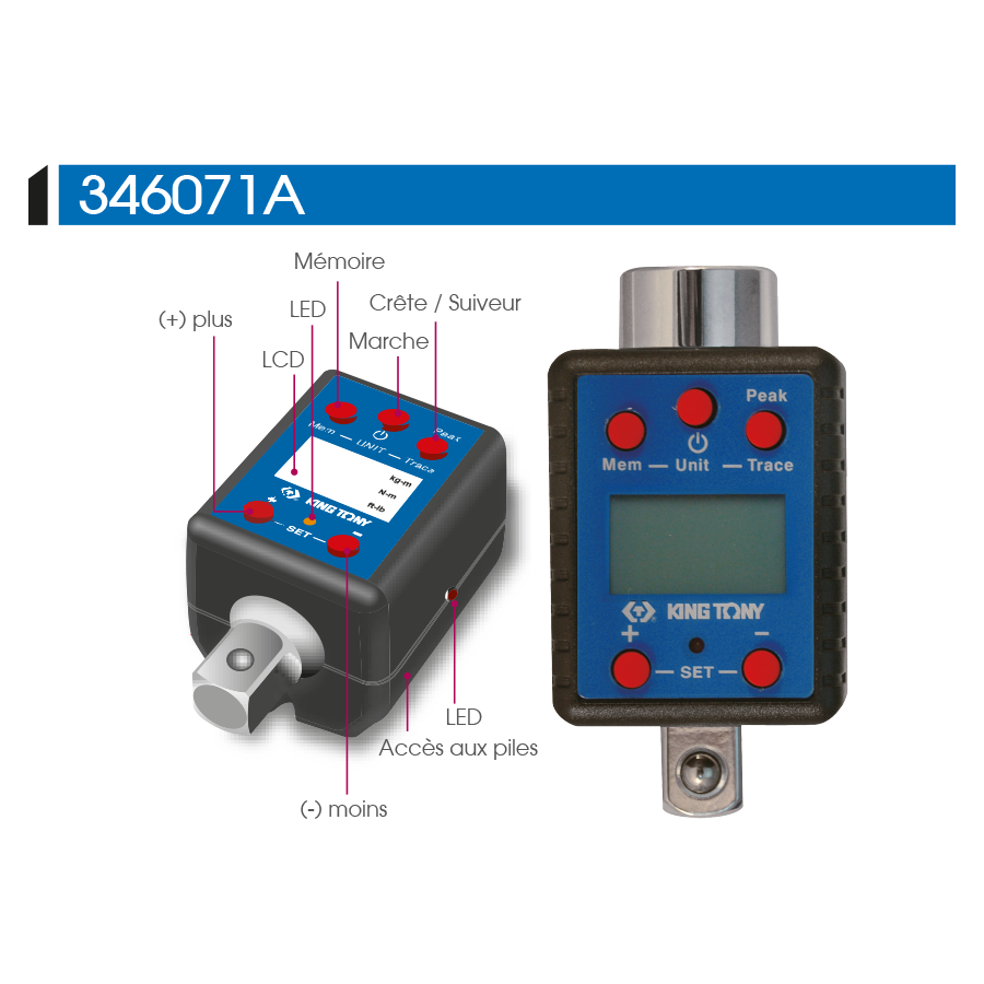 KING TONY Profi-Werkzeuge - Elektronischer Drehmoment-Adapter 3/4" 200-1000Nm 346071A