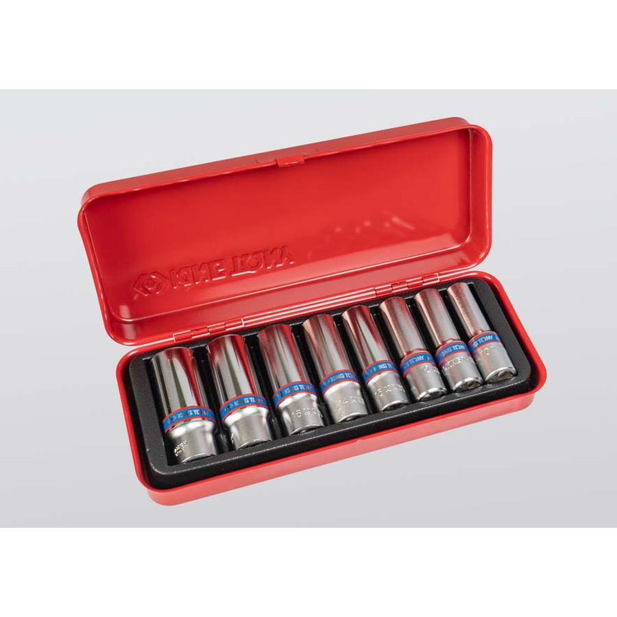 KING TONY Profi-Werkzeuge - 3/8" Steckschlüssel-Set, lang, metrisch - 8 tlg. 3508MR