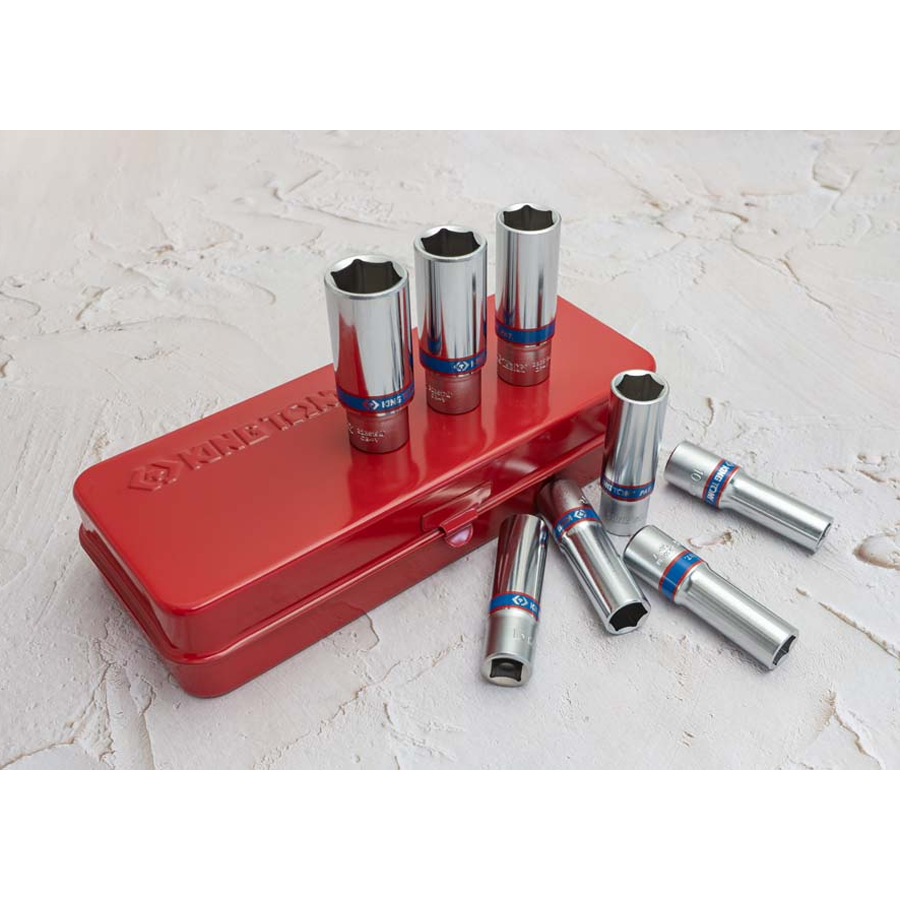 KING TONY Profi-Werkzeuge - 3/8" Steckschlüssel-Set, lang, metrisch - 8 tlg. 3508MR