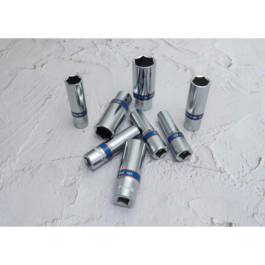 KING TONY Profi-Werkzeuge - 3/8" Steckschlüssel-Set, lang, metrisch - 8 tlg. 3508MR