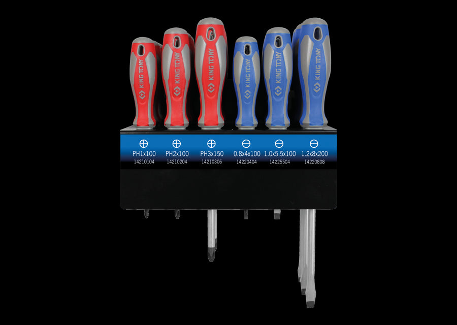 KING TONY Profi-Werkzeuge - 18 Teilig, Schraubendrehersatz mit verkaufsstäander 31418MR