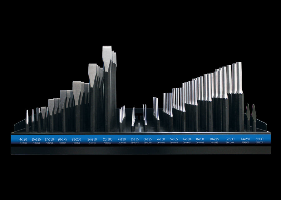 KING TONY Profi-Werkzeuge - 108 Teilig, Verkaufsständer, Meissel und Splintentreiber 1093PR
