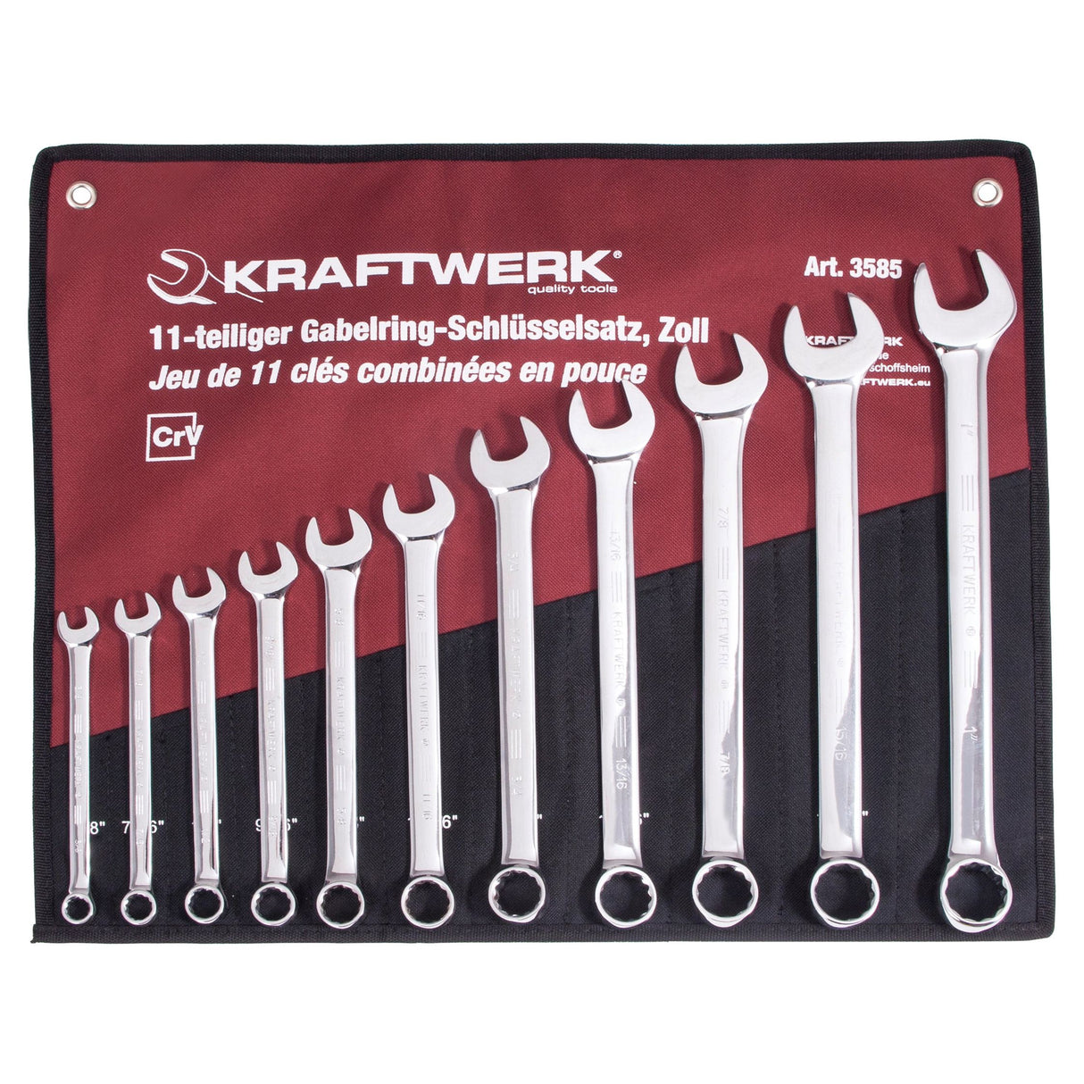 Kraftwerk PRO LINE Ring-Maulschlüssel Set, 3/8"-1", 11-tlg