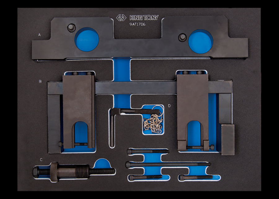 KING TONY Profi-Werkzeuge - Steuerzeiten-Einstell-Set für Doppel-Nockenwellenmotoren BMW 9AT1706E