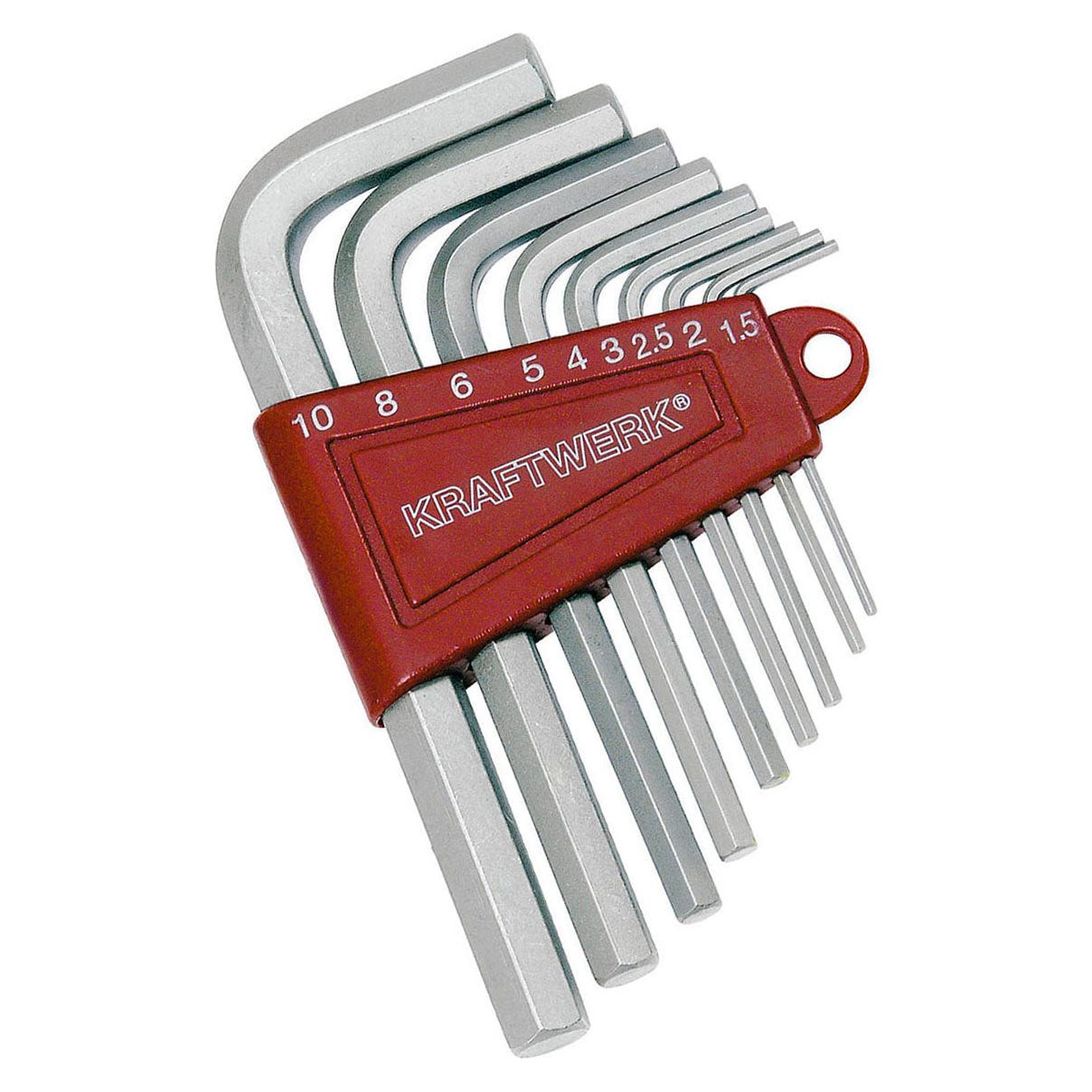 Kraftwerk Winkelstiftschlüssel-Satz für Innen-Sechskantschrauben 1,5 - 10 mm, 9-tlg