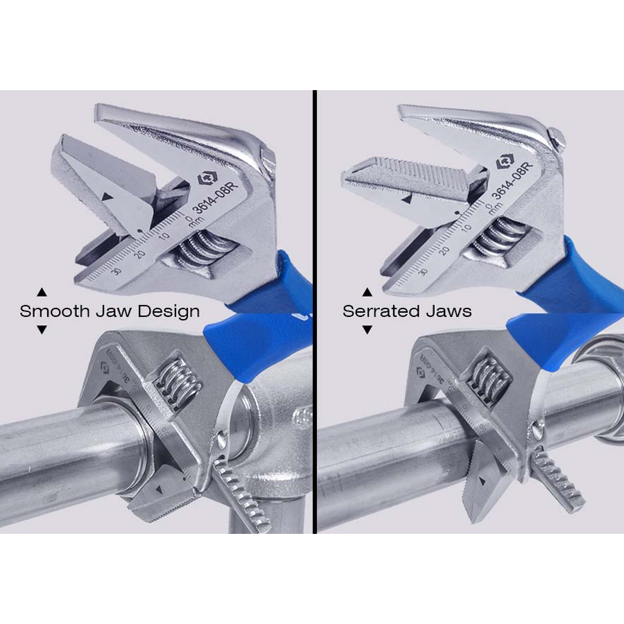 KING TONY Profi-Werkzeuge - Verstellbarer Schraubschlüssel mit umkehrbarer Backe 361408R