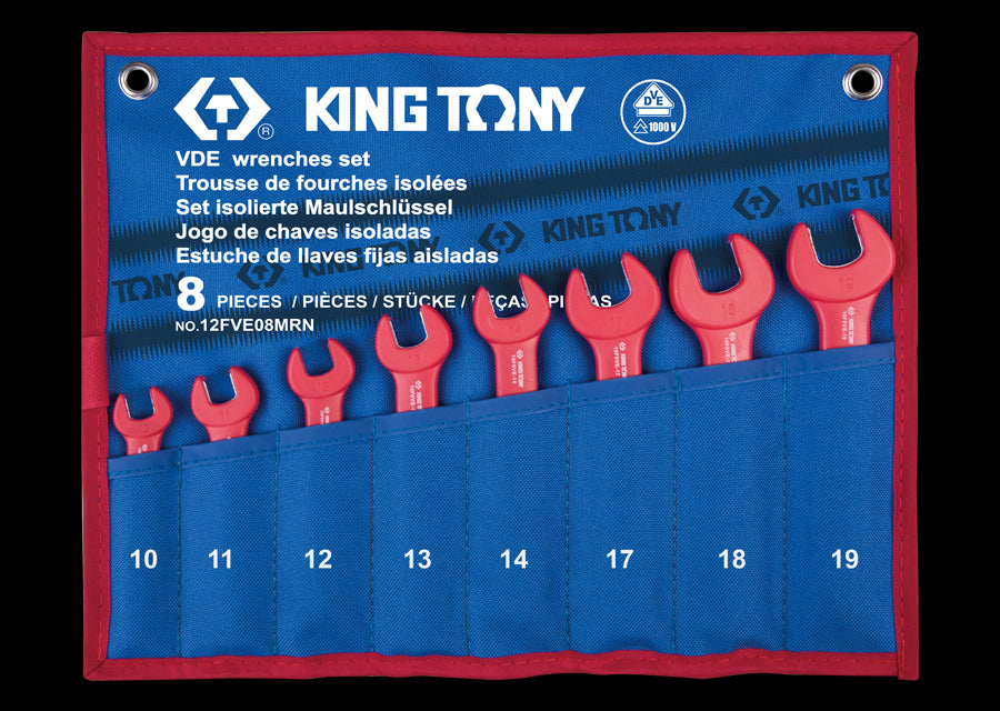 KING TONY Profi-Werkzeuge - Set mit 8 isolierten Maulschlüsseln (10.11.12.13.14.17.18.19) 12FVE08MRN