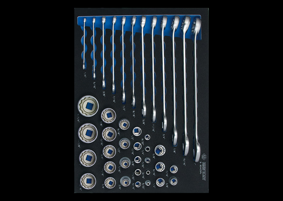 KING TONY Profi-Werkzeuge - Schaumplatte EVAWAVE mit Steckschlüssel 40tlg. 99040SRV